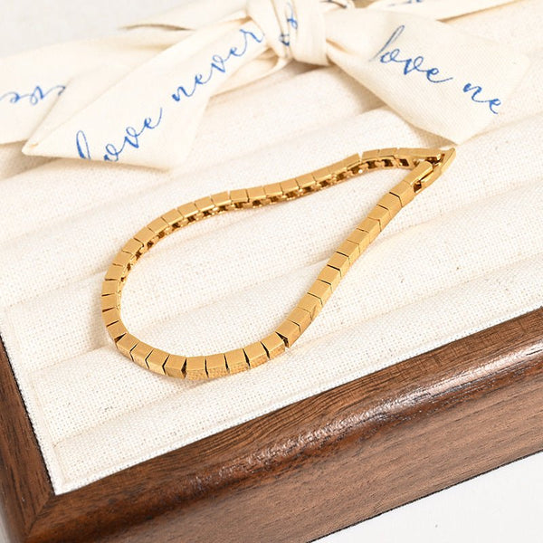 French Gold Stitching Bracelet – Simple, Chic & Timeless Style
